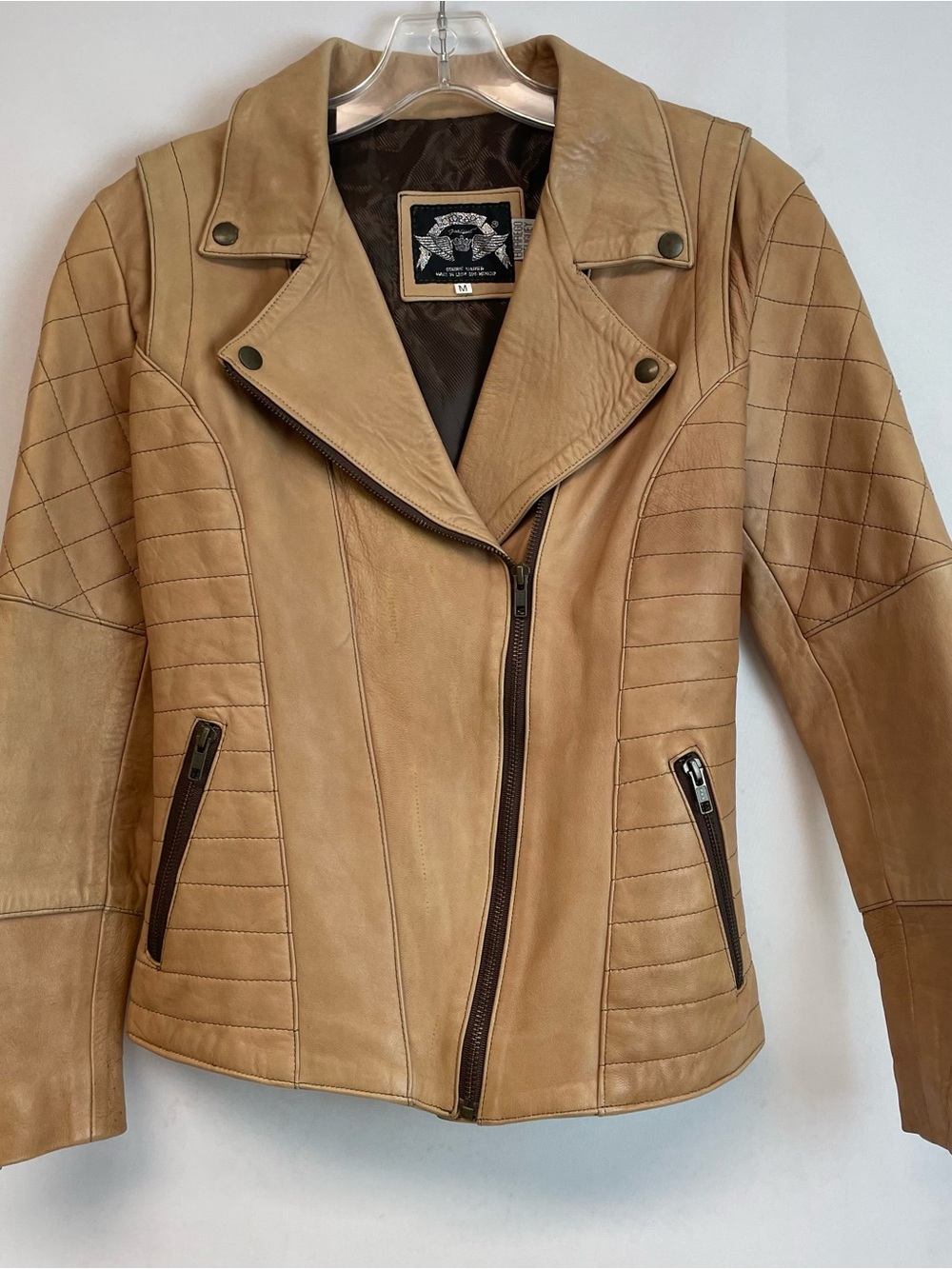 Leather Tan Moto Jacket Women’s Size S